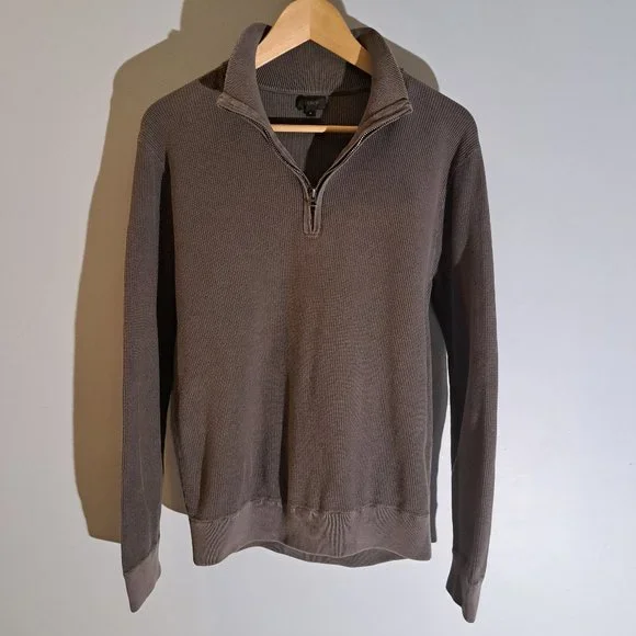 J. Crew Men's Textured Small Quarter Zip Mock Neck Pullover Style #H6956 - Picture 1 of 16